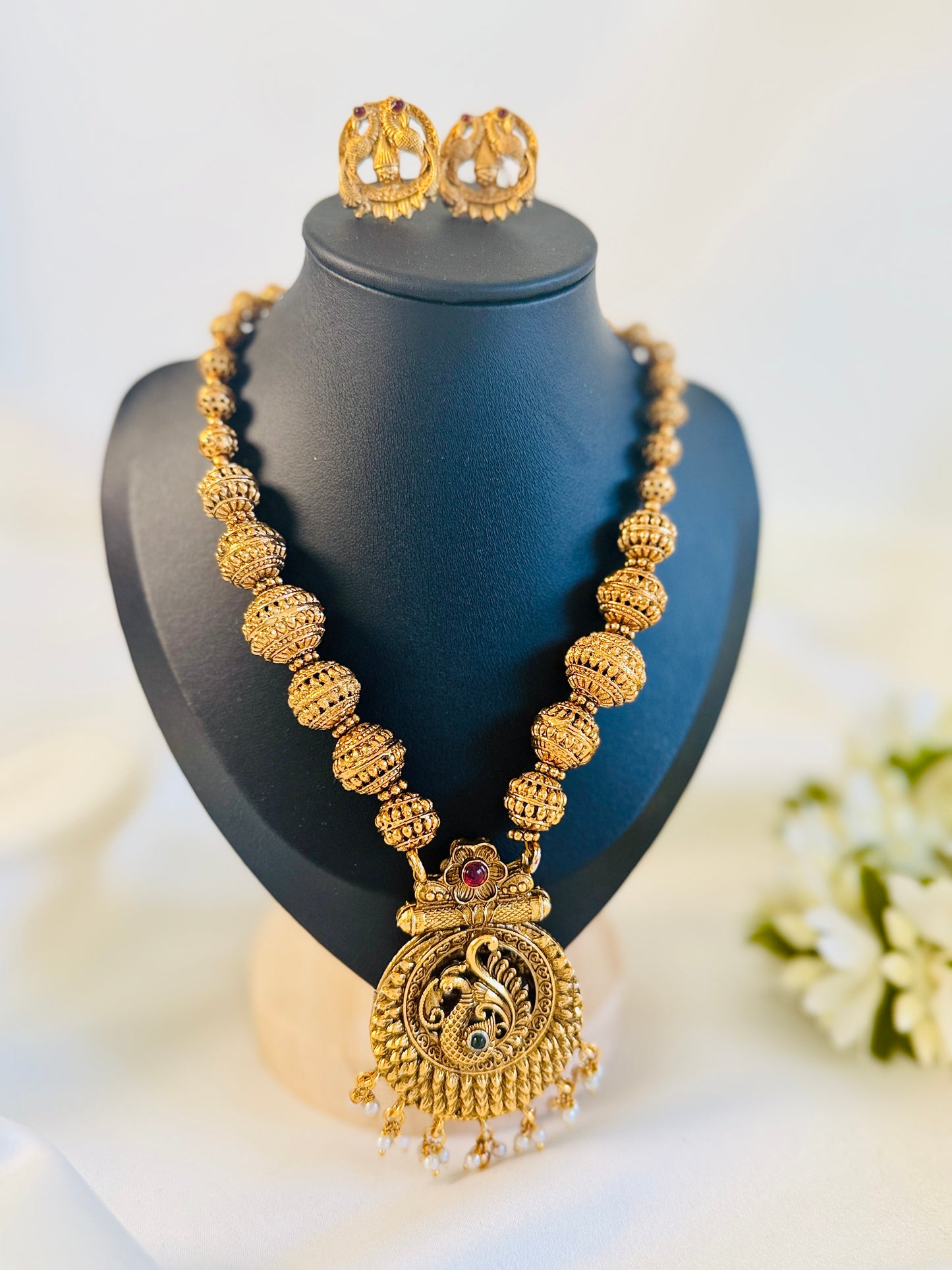 QJ167- Reversible Peacock Pendant Necklace
