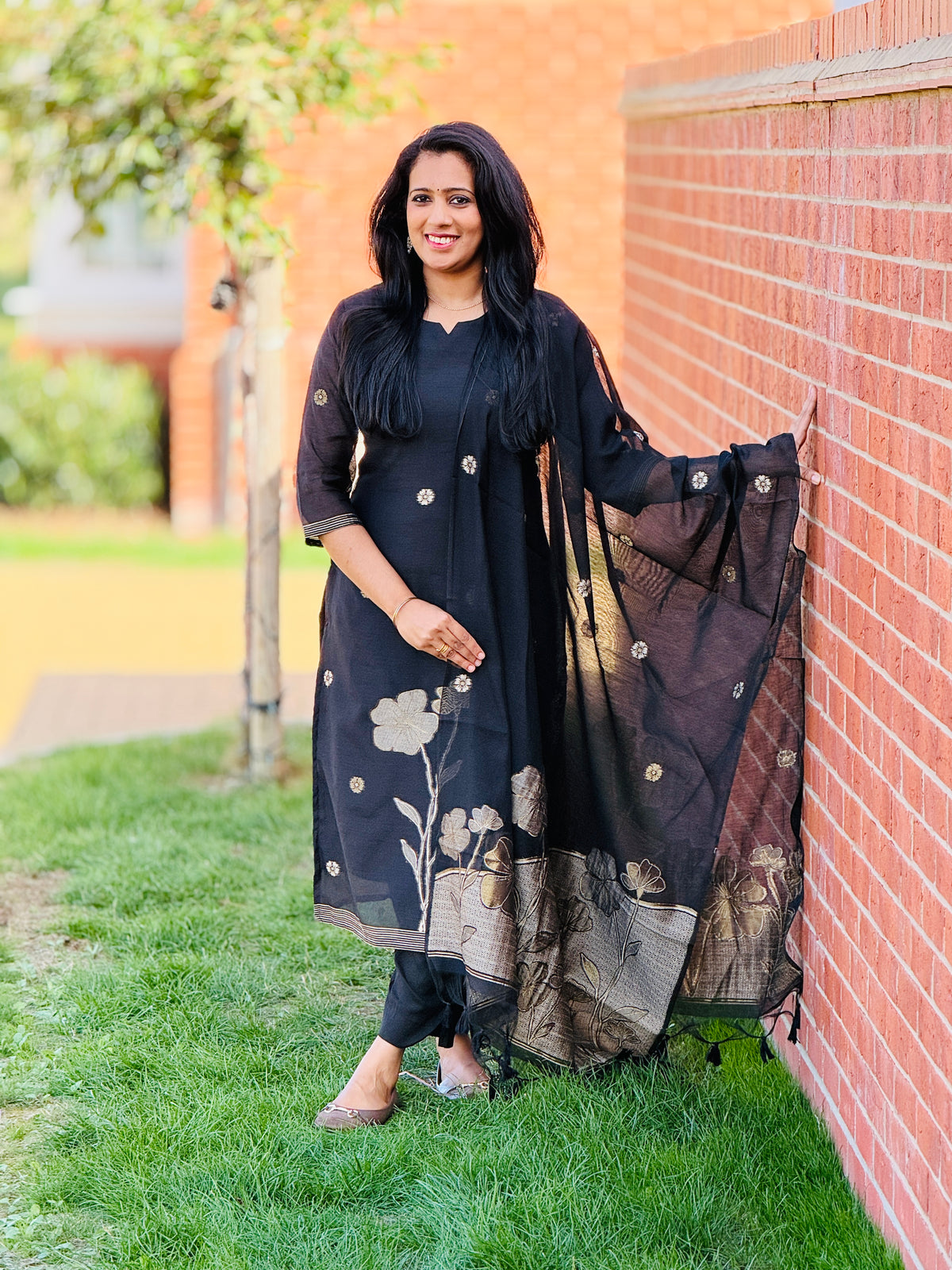 Black Jamdhani silk Party wear salwar