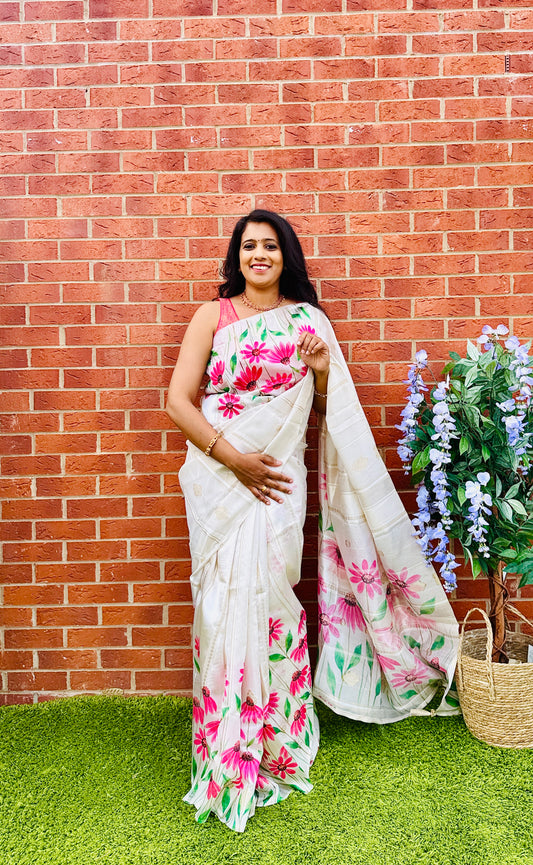 SS350- Premium Chanderi Printed Saree