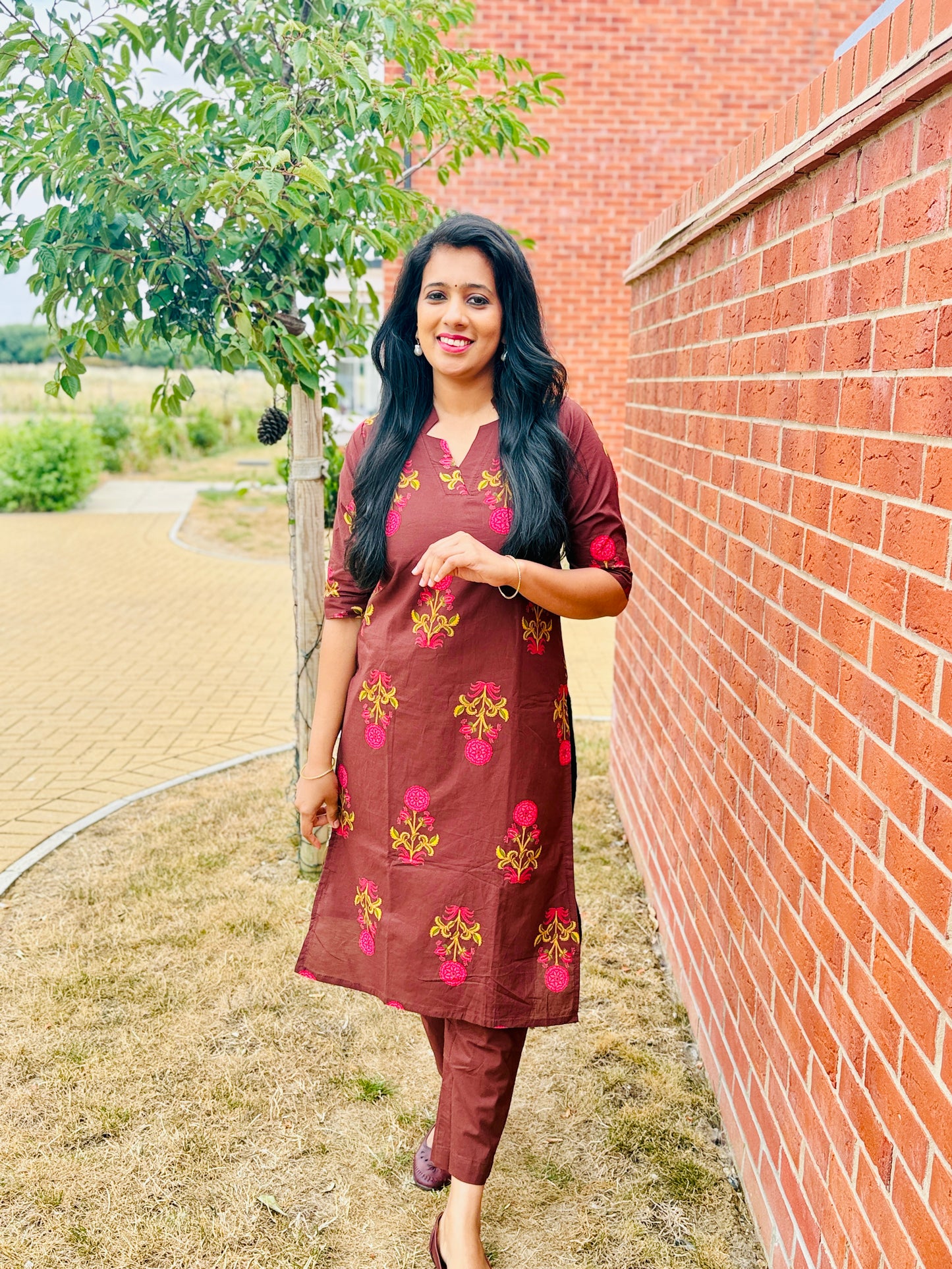 QS818- Brown Cotton Coordset