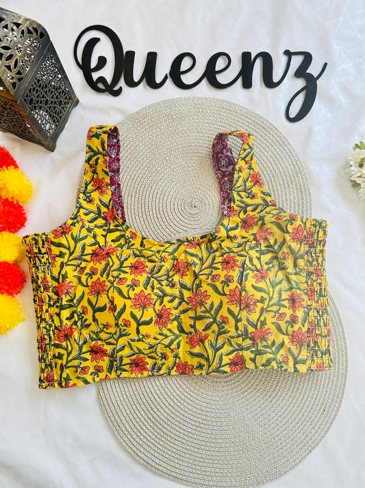 QB120-Ulta Pulta Printed Cotton Sleeveless Blouse