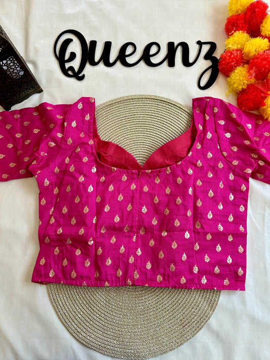 QB138- Hot Pink Brocade Blouse