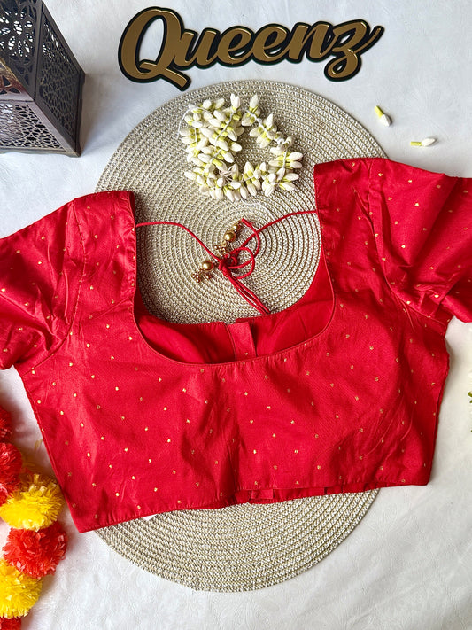 QB140- Red Silk Blouse Elbow Sleeves