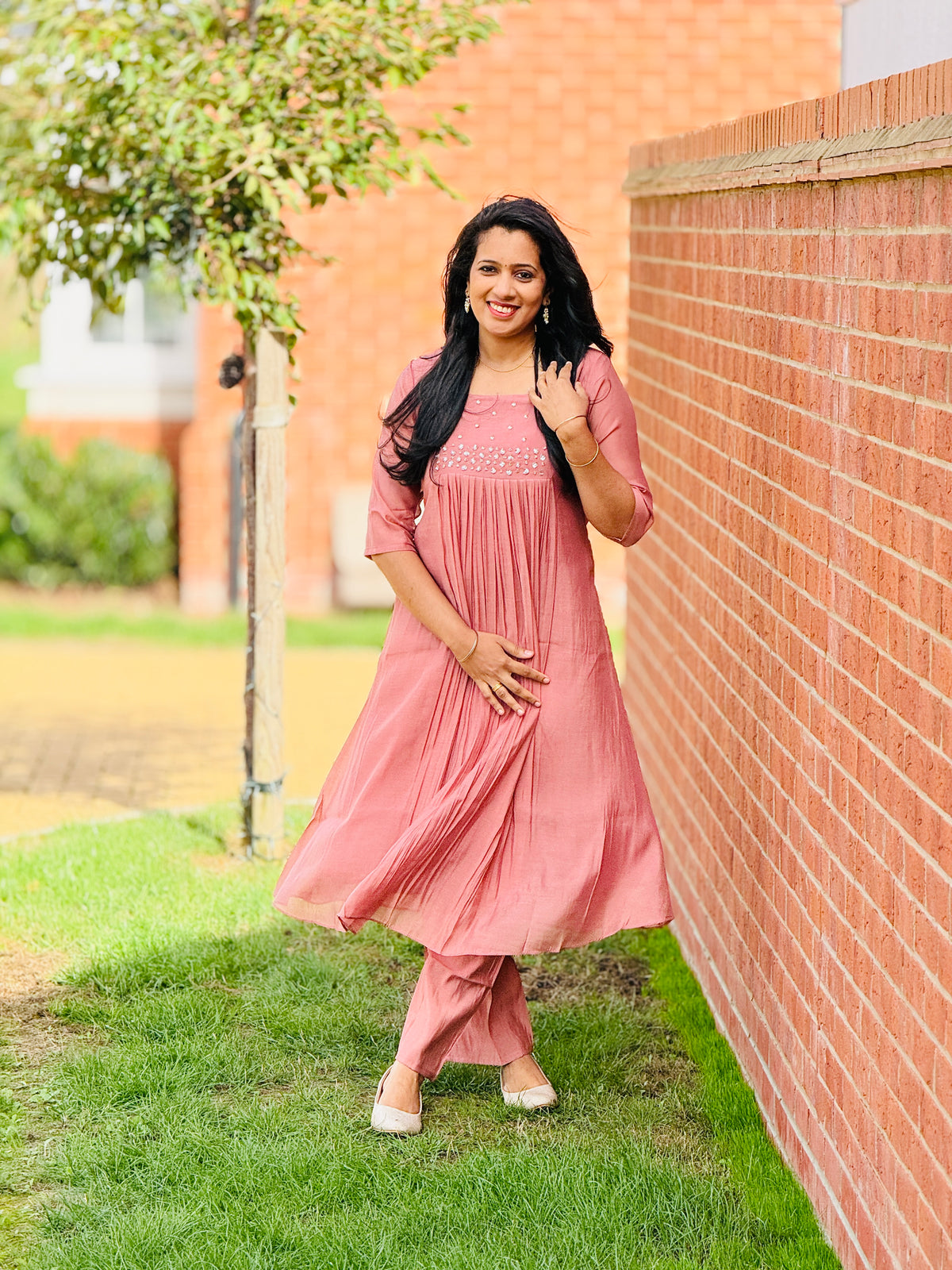 Mauve Pink Mulchanderi Coord Set