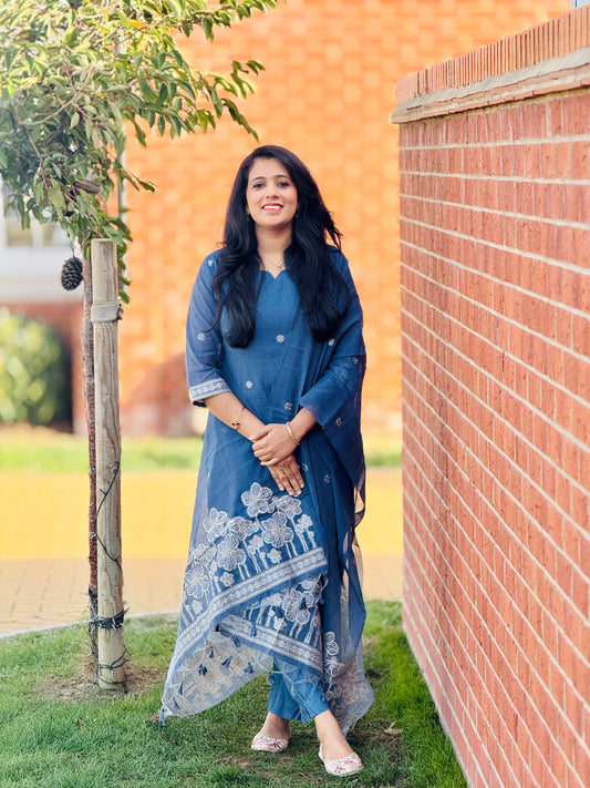 Premium Indigo Jamdhani Salwar