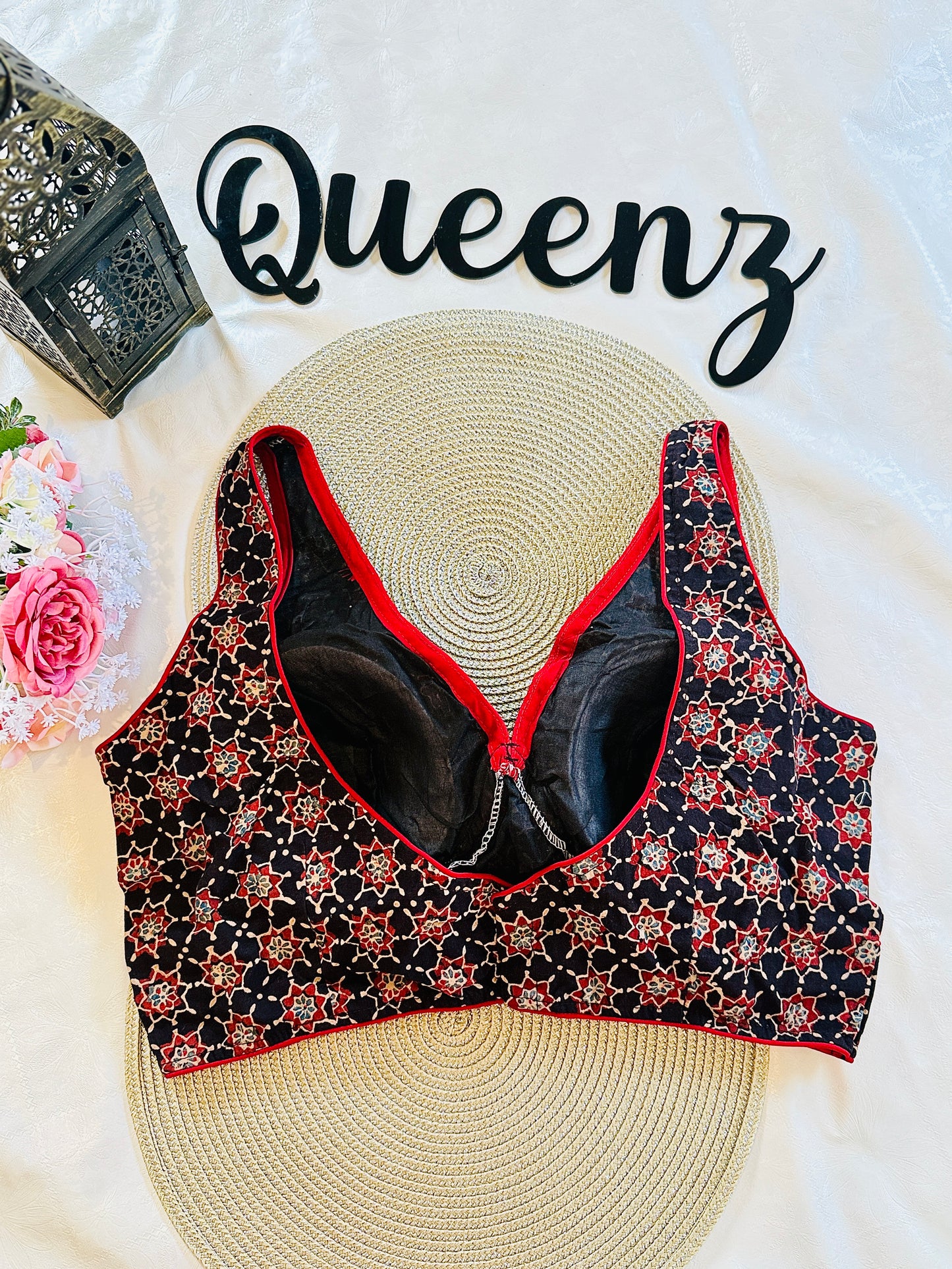 QB088- Ajrak Sleeveless Blouse