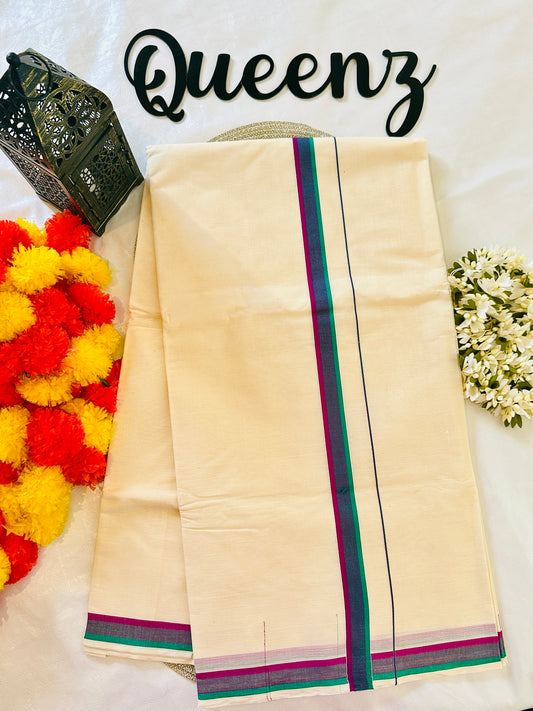 SS318 Magenta with Green Kara Kerala Saree