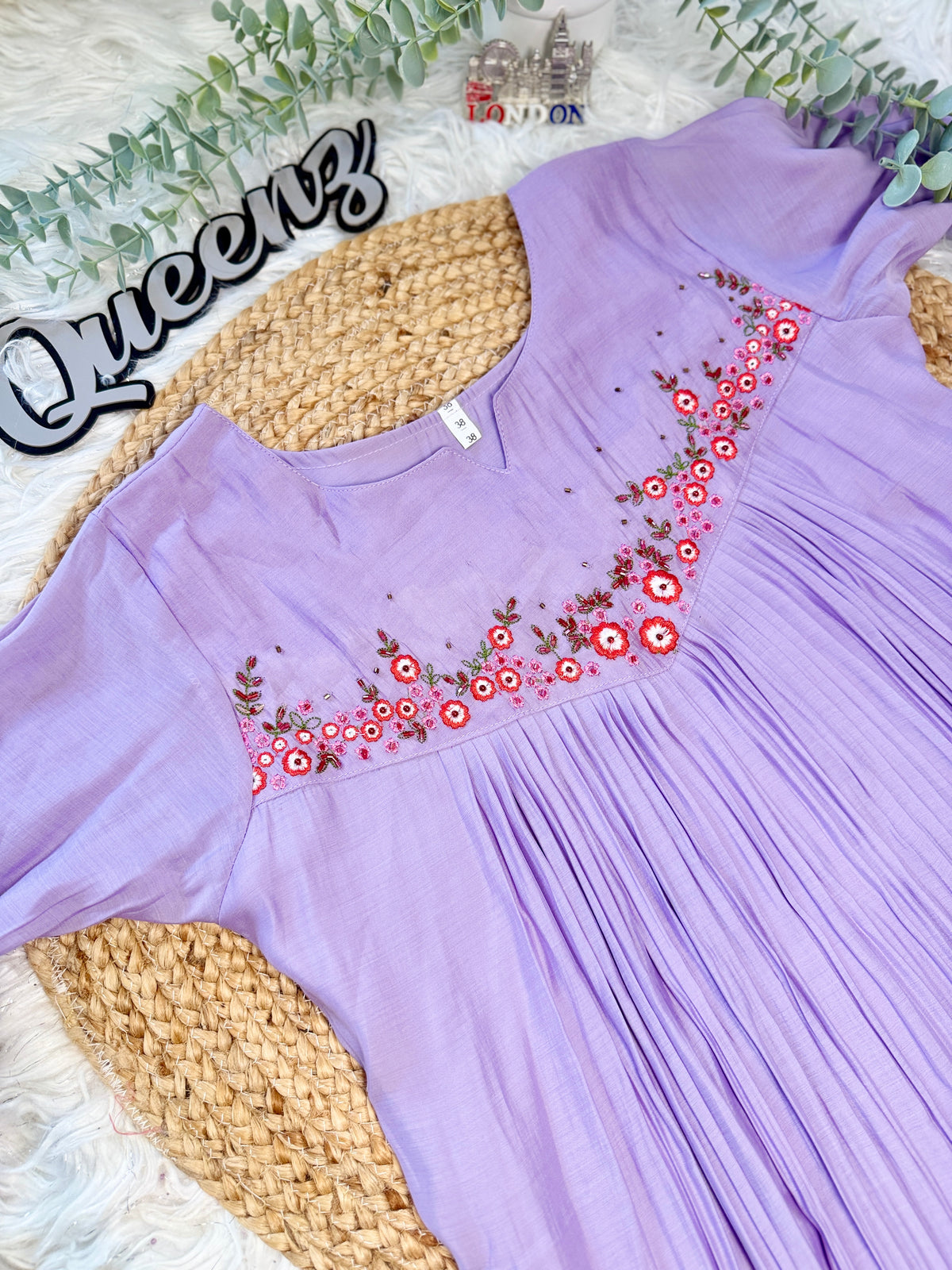 Lavender Pleated Handworked Kurta – view 6 of 6