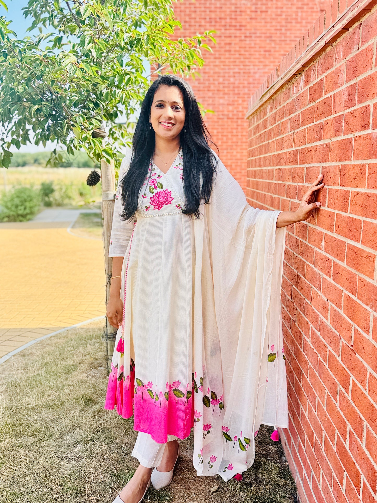 QS805- Soft Cotton Lotus Salwar- Pink