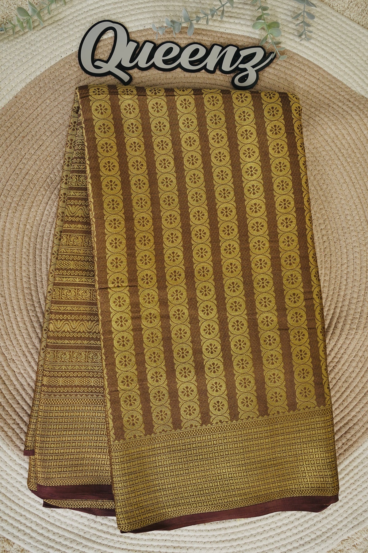 Mysore Silk Antique Gold Weaved Saree