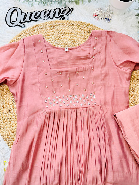 Mauve Pink Mulchanderi Coord Set