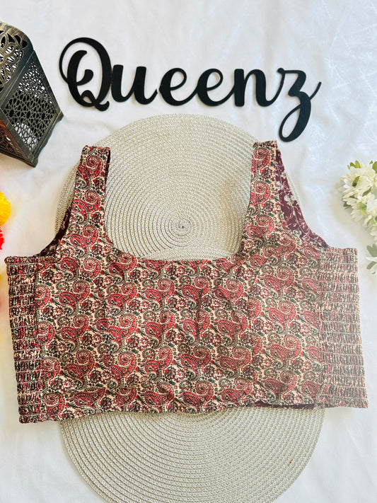 QB117-Ulta Pulta Printed Cotton Sleeveless Blouse