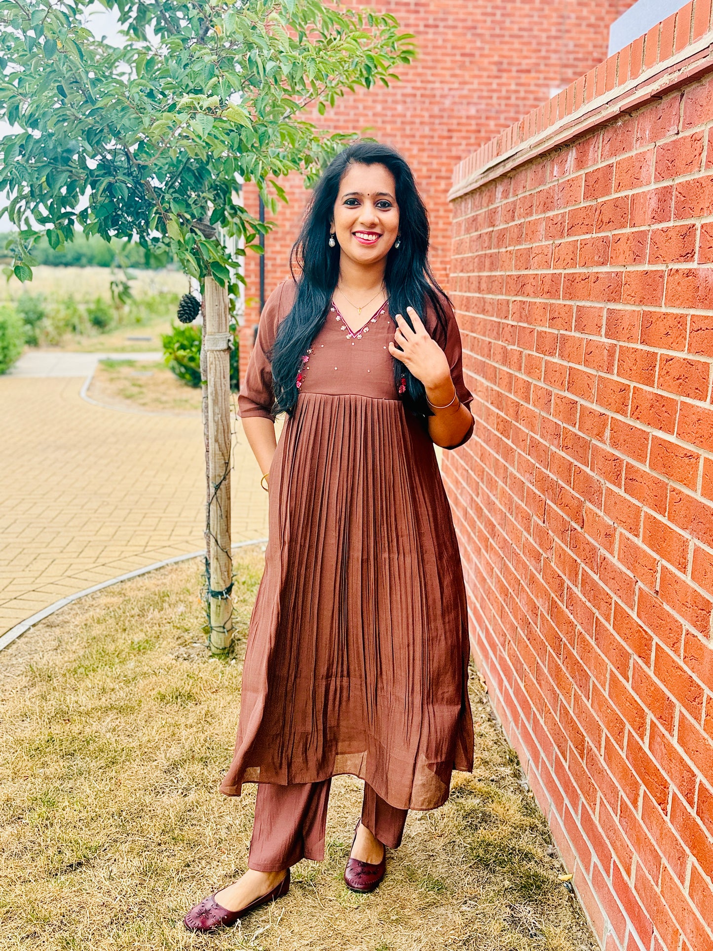 QS850- Brown Mulchanderi Coordset
