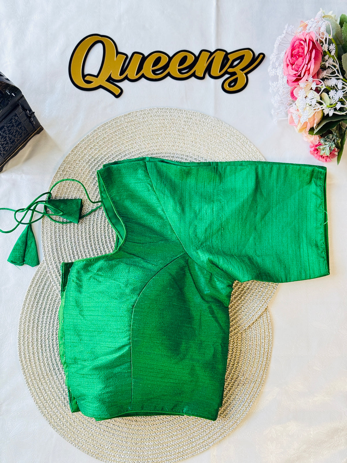 Bottle Green Semi Raw Silk Blouse – view 3 of 3