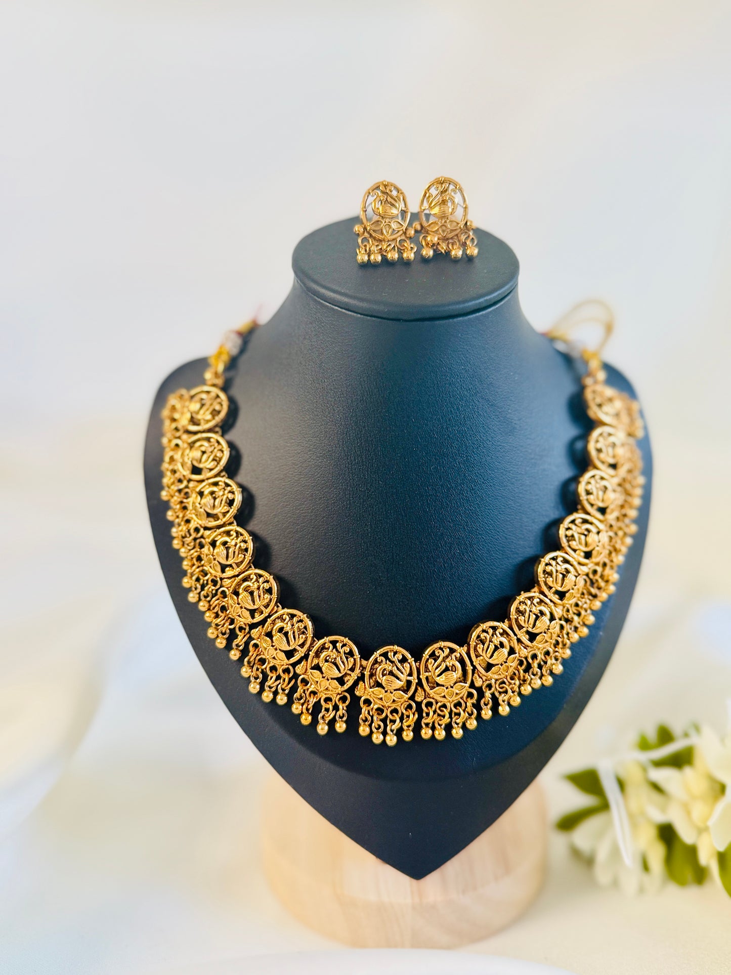 QJ173- Golden Peacock Necklace