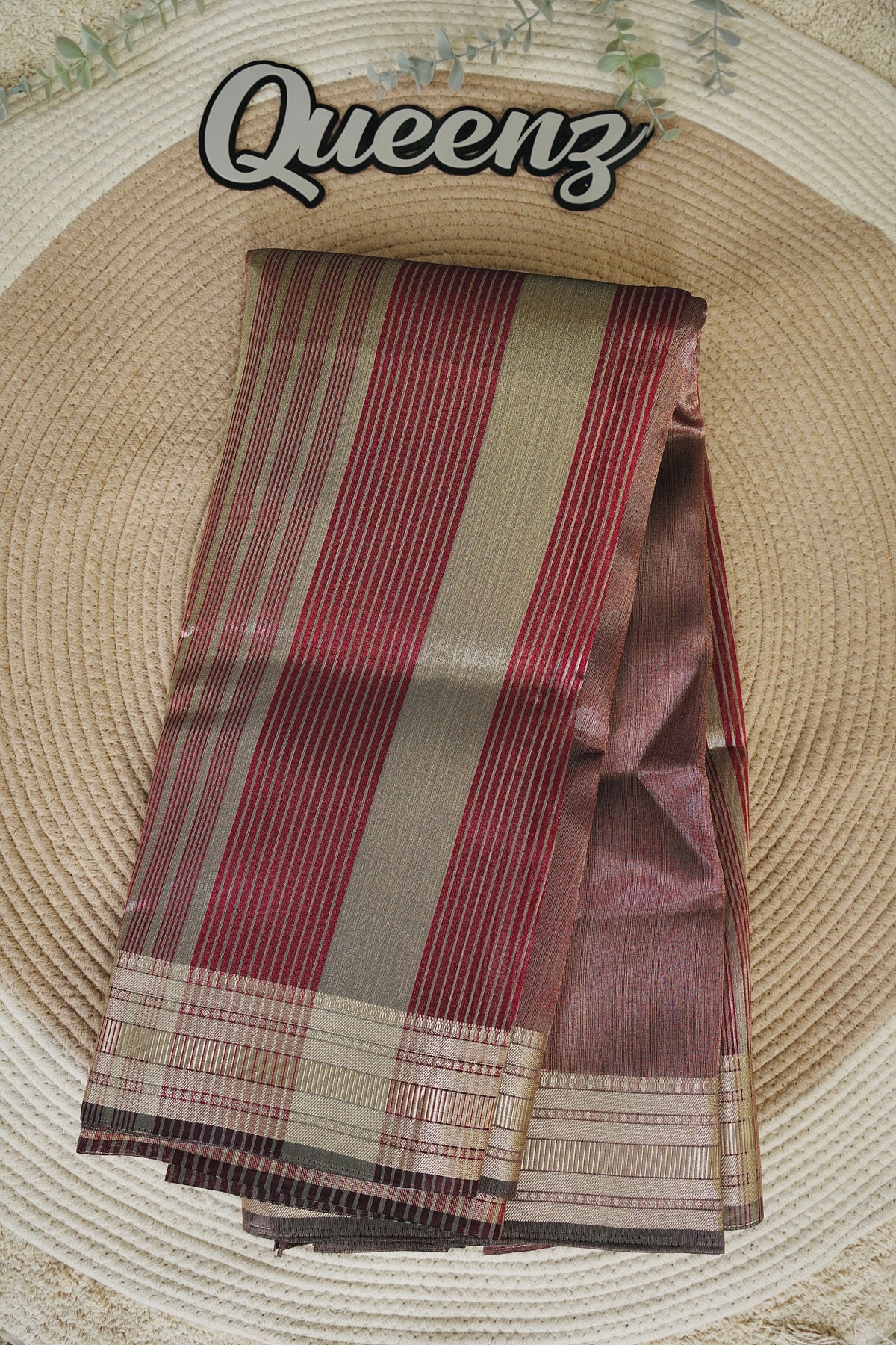 Maroon Tissue Organza Saree