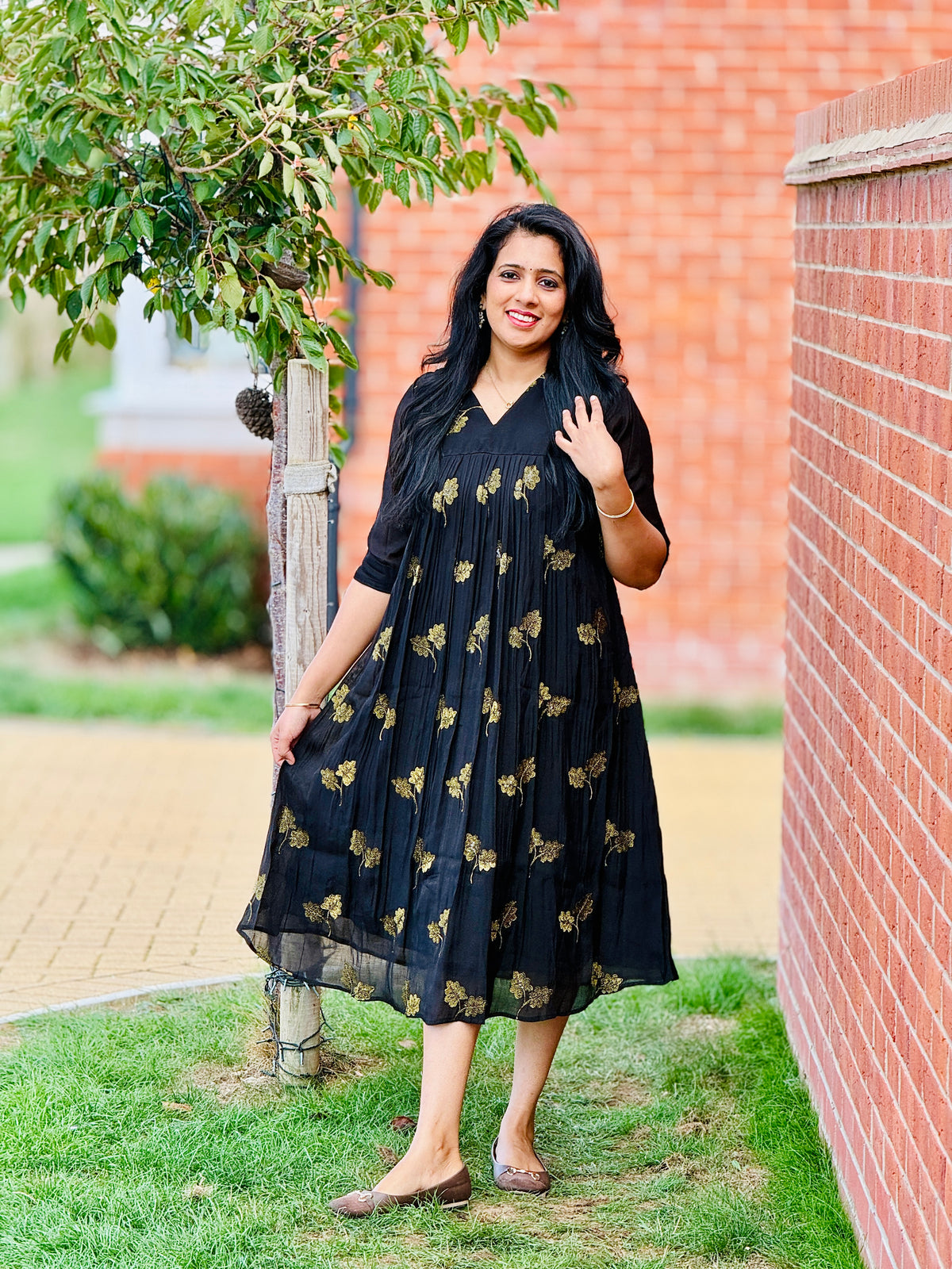 Black MulChanderi Kurta