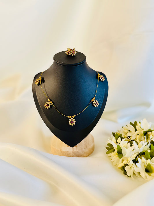 QJ146 - Invisible Flower Necklace Purple