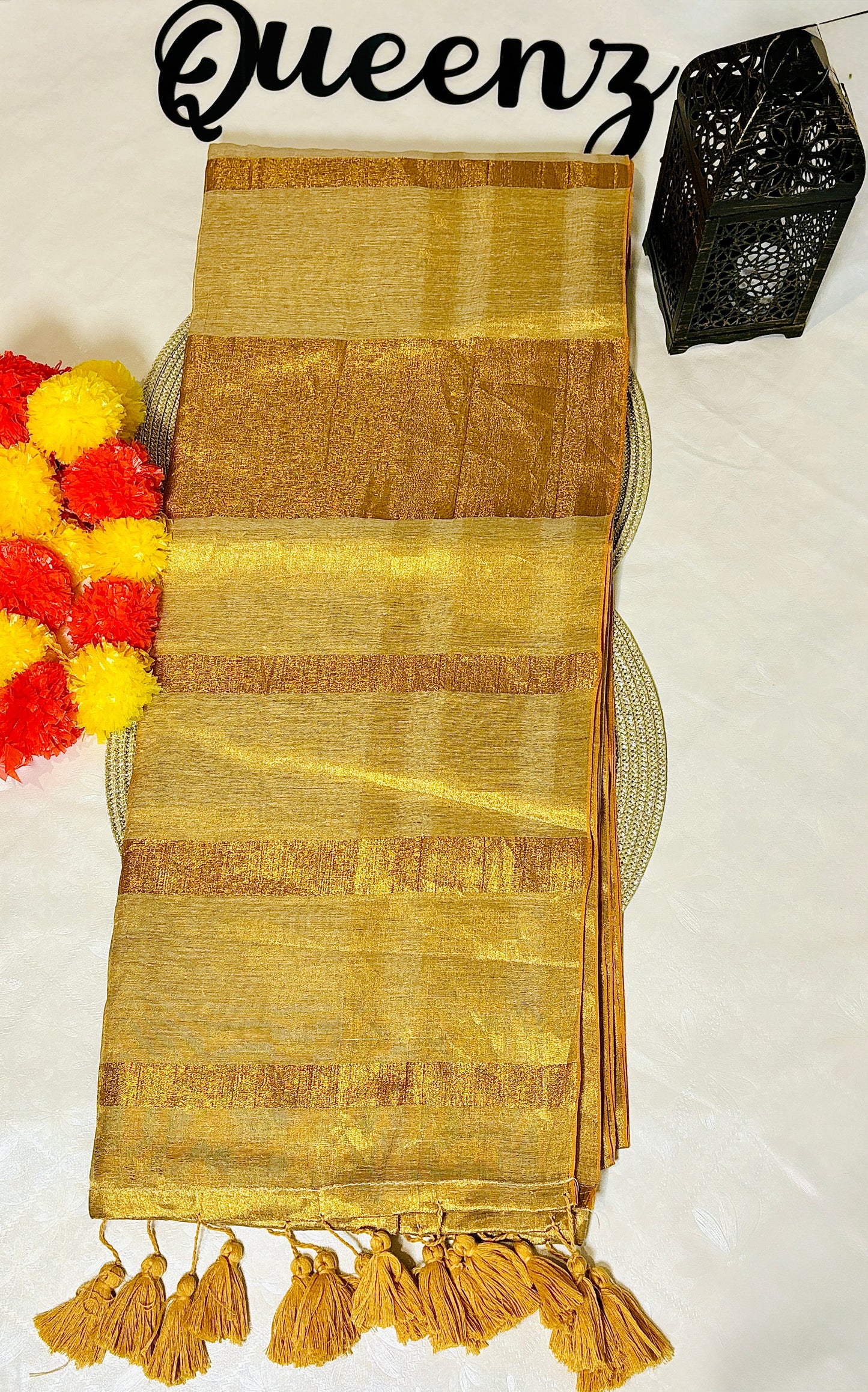SS328 Mul tissue Zari Border Saree