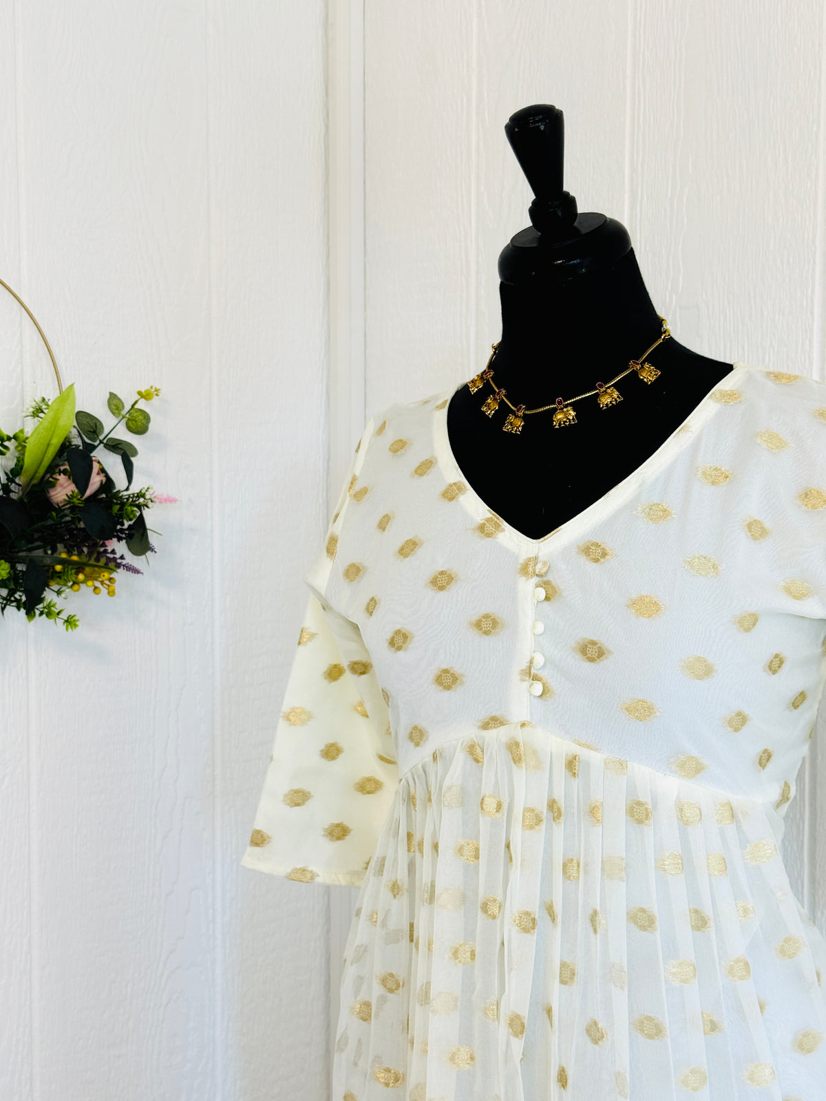Off White Organza Kurta