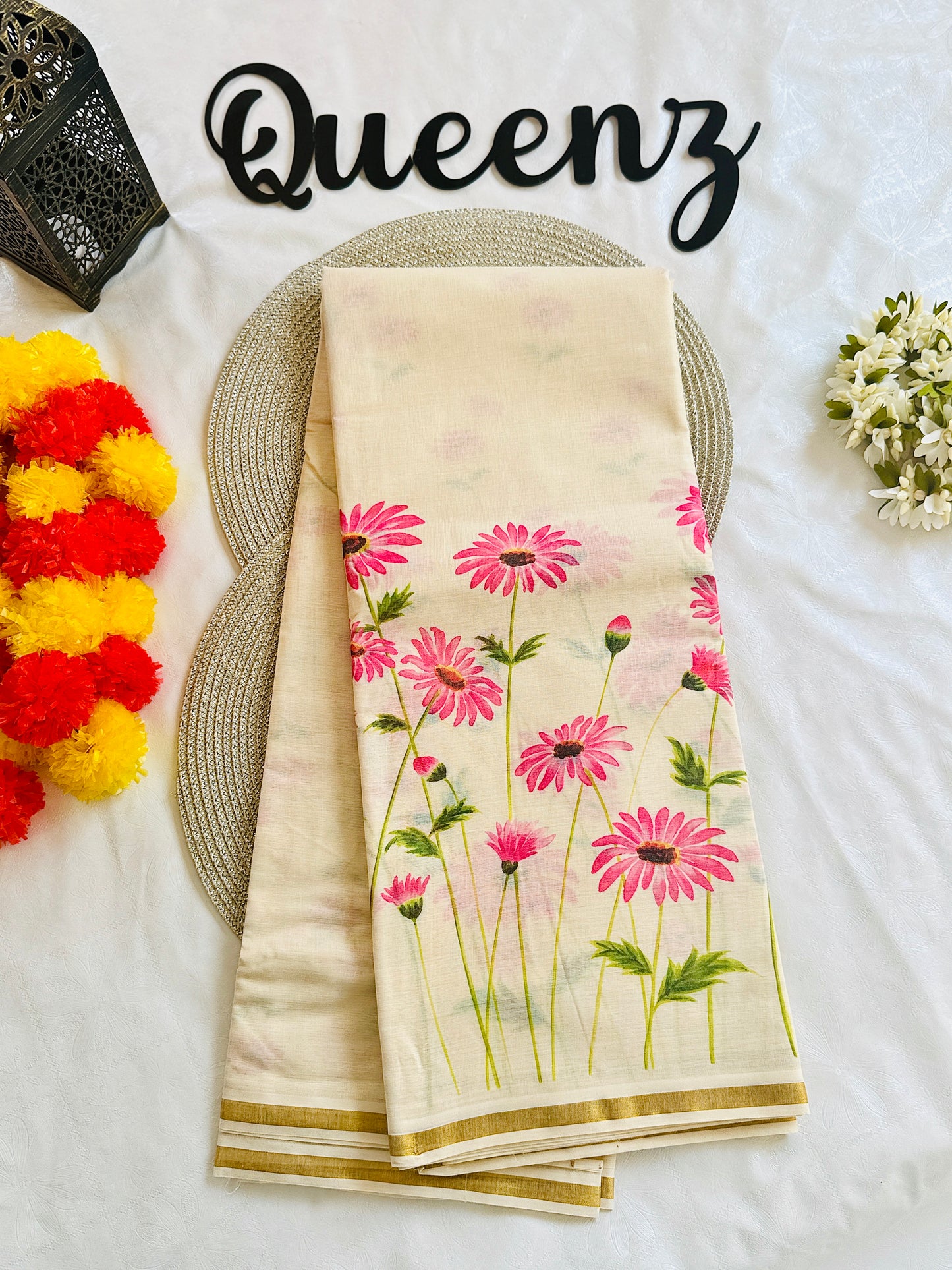 SS345- Cenia Printed Puliyilakkara Saree