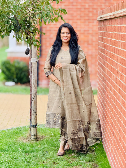 Antique Beige Jamdhani Salwar