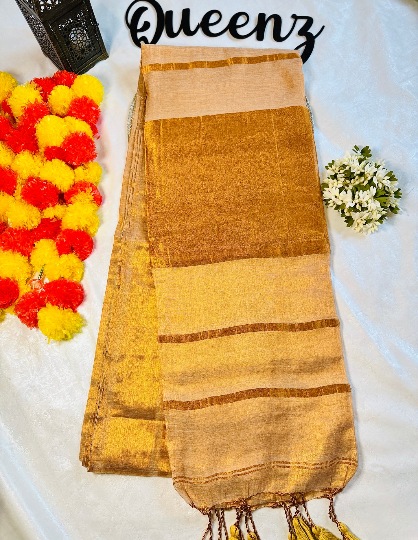 SS328 Mul tissue Zari Border Saree