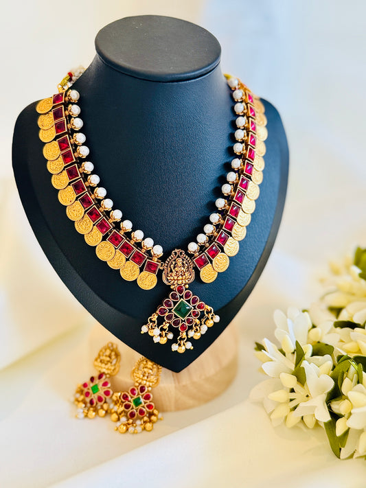QJ114-Ruby Coin Attika Necklace