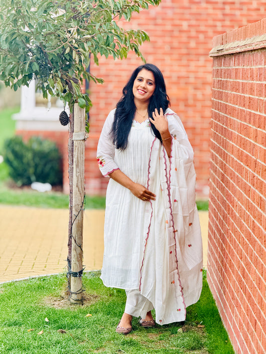Off- White Premium Anarkali Set