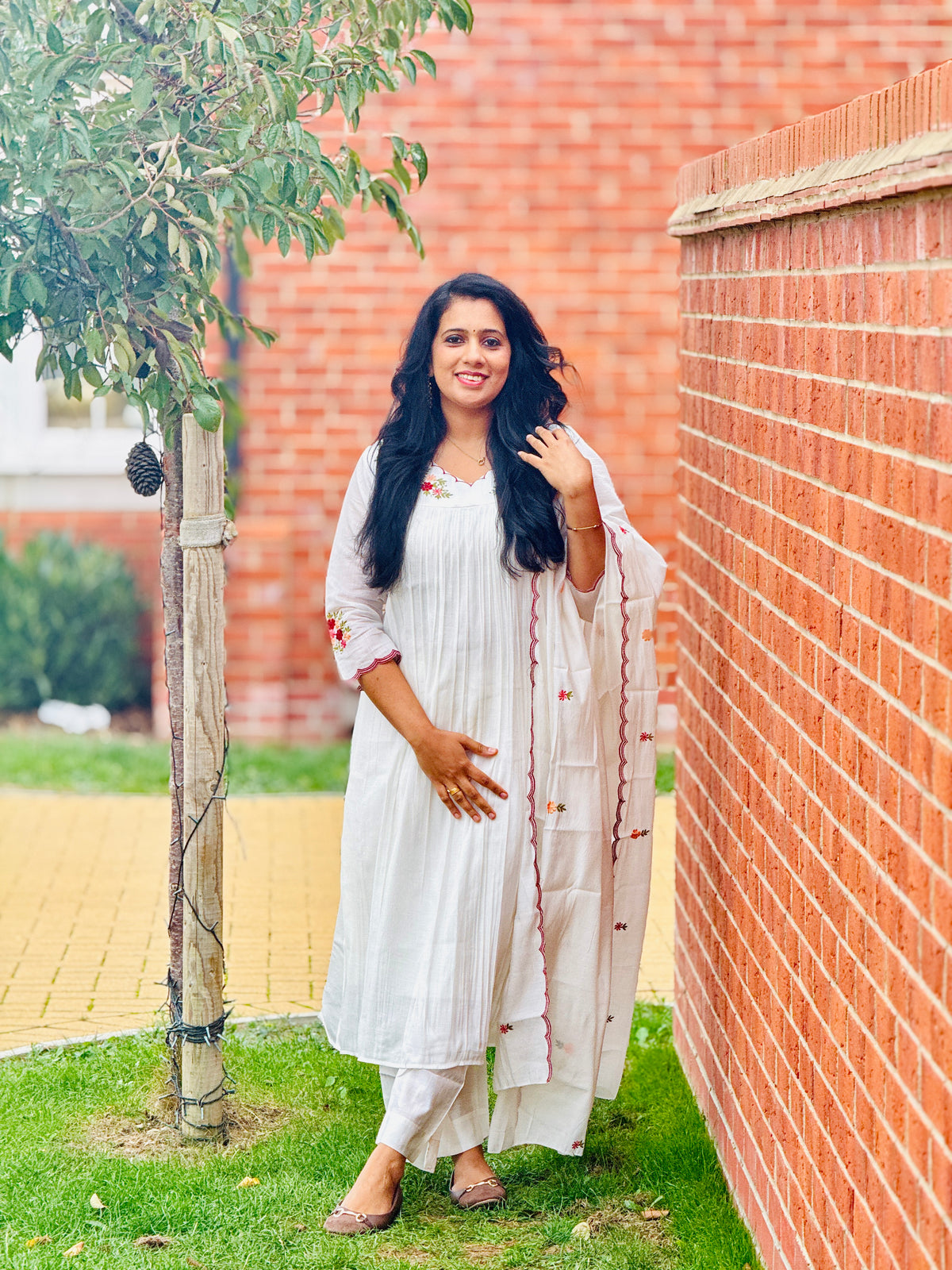Off- White Premium Anarkali Set
