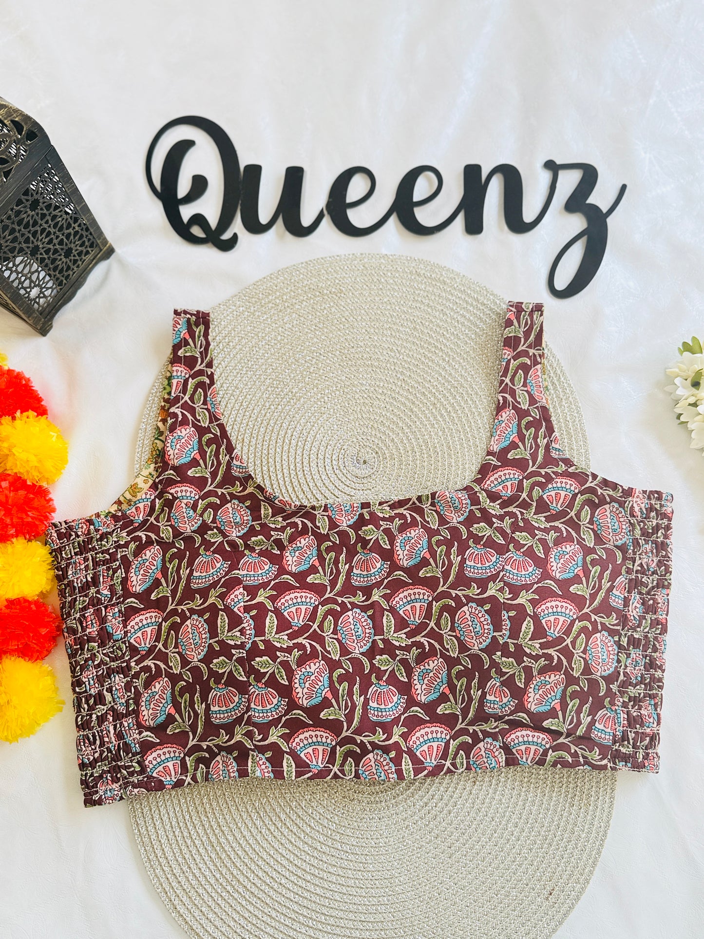 QB113- Ulta Pulta Printed Cotton Sleeveless Blouse