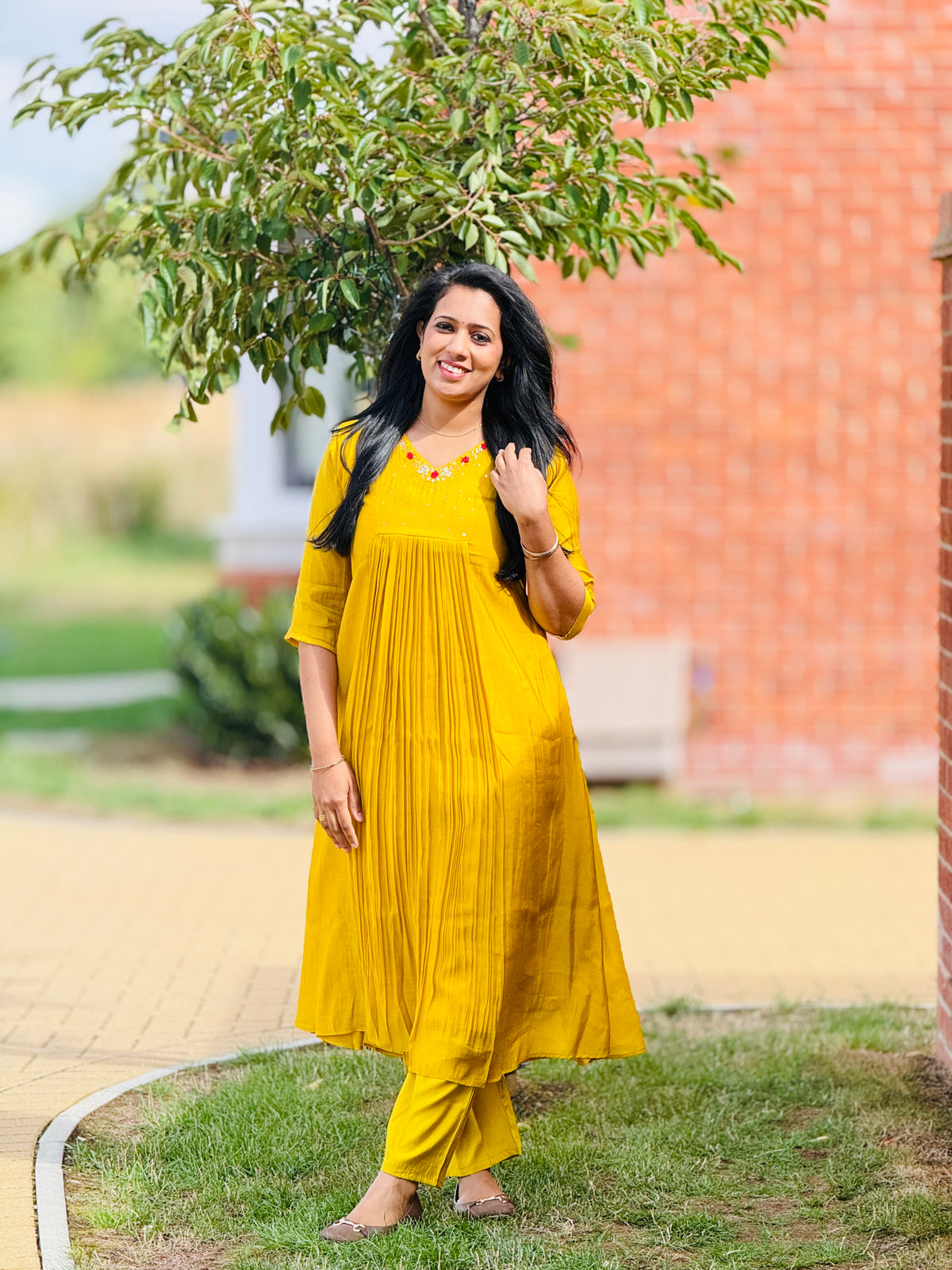 Yellow Mulchanderi Coordset
