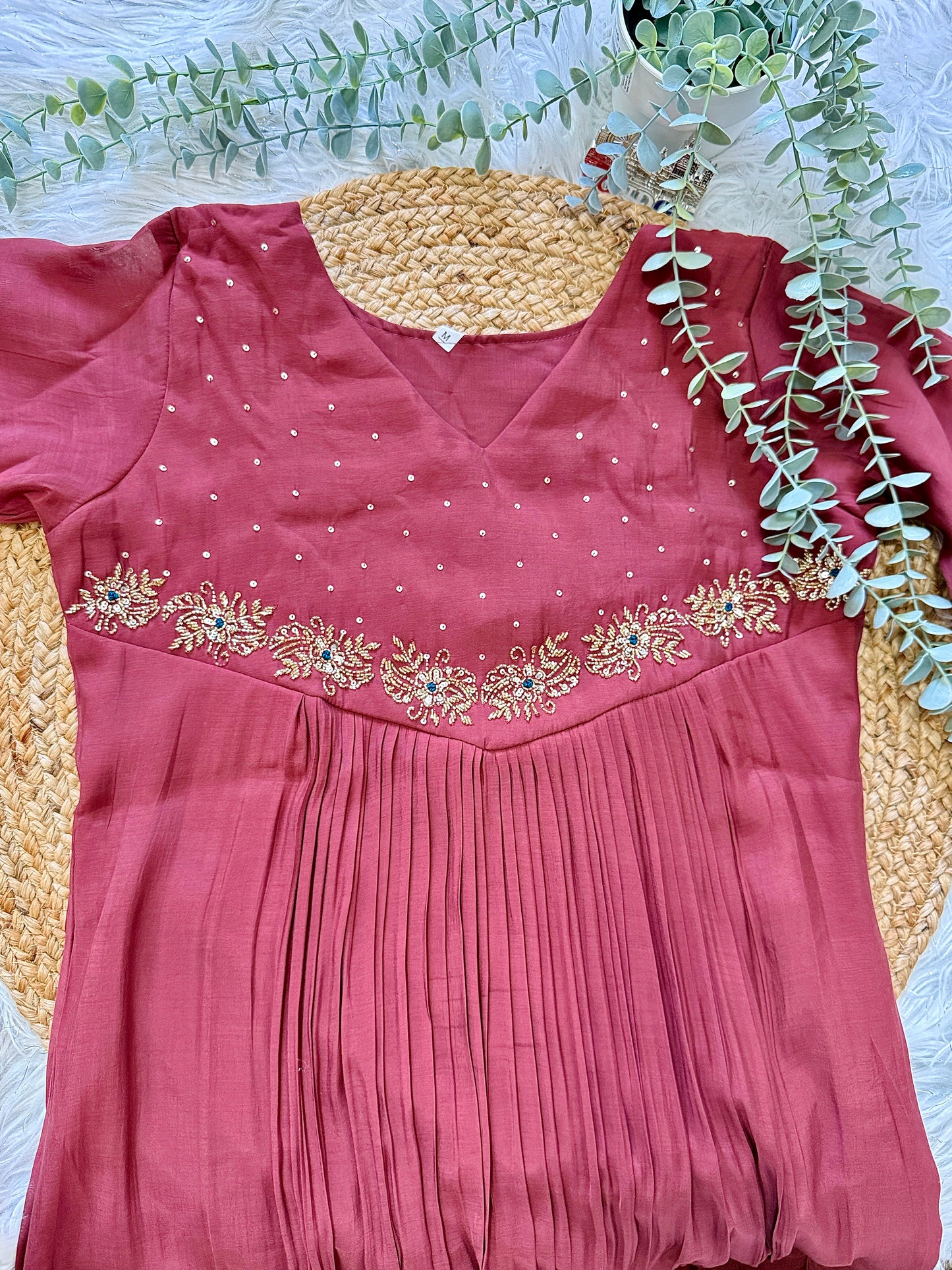 QS832-Mocha Brown Mulchanderi Kurta