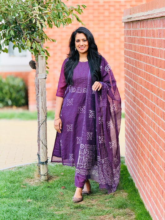 Purple Kota Salwar Suit