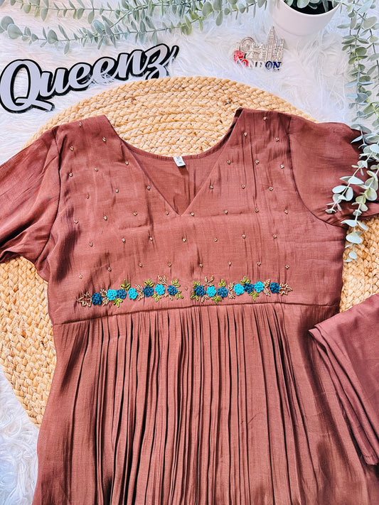 Coffee Brown Mul Chanderi Co-ord Set – view 2 of 5