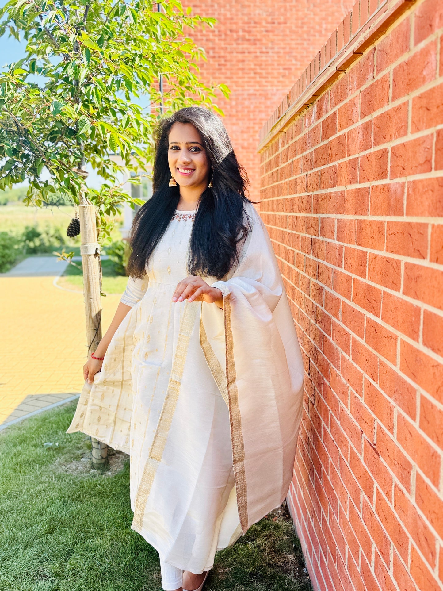 QS705 - Tissue Anarkali Set