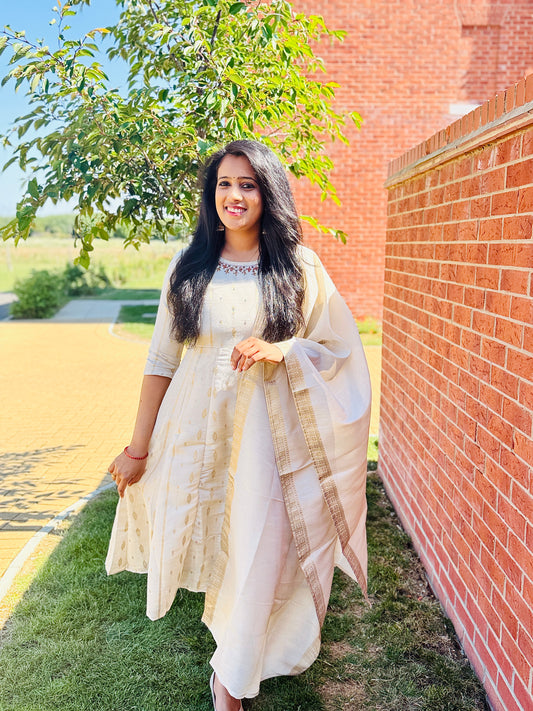 QS705 - Tissue Anarkali Set