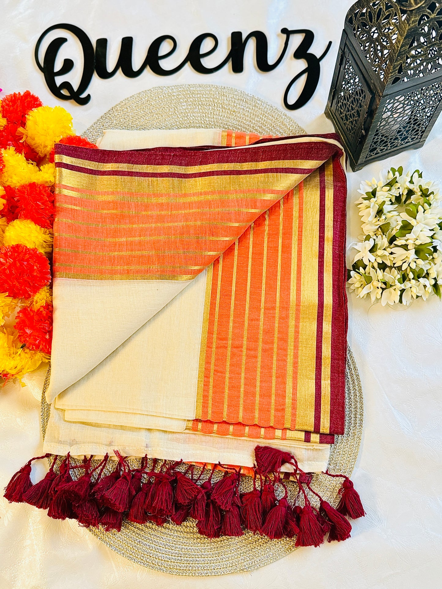 QMC003 - Multicolor Border Mul Cotton Saree
