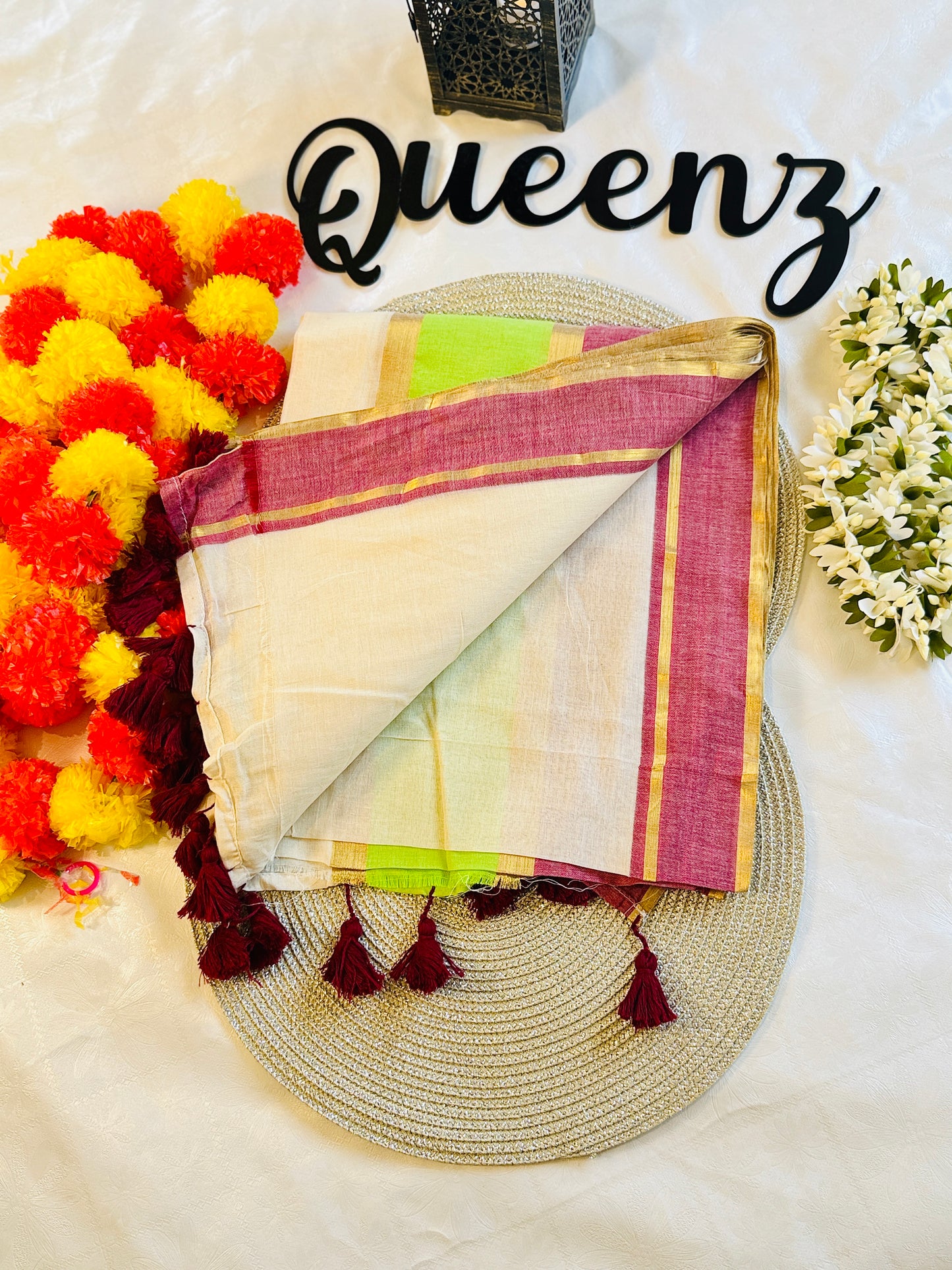 QMC004 - Multicolor Border Mul Cotton Saree