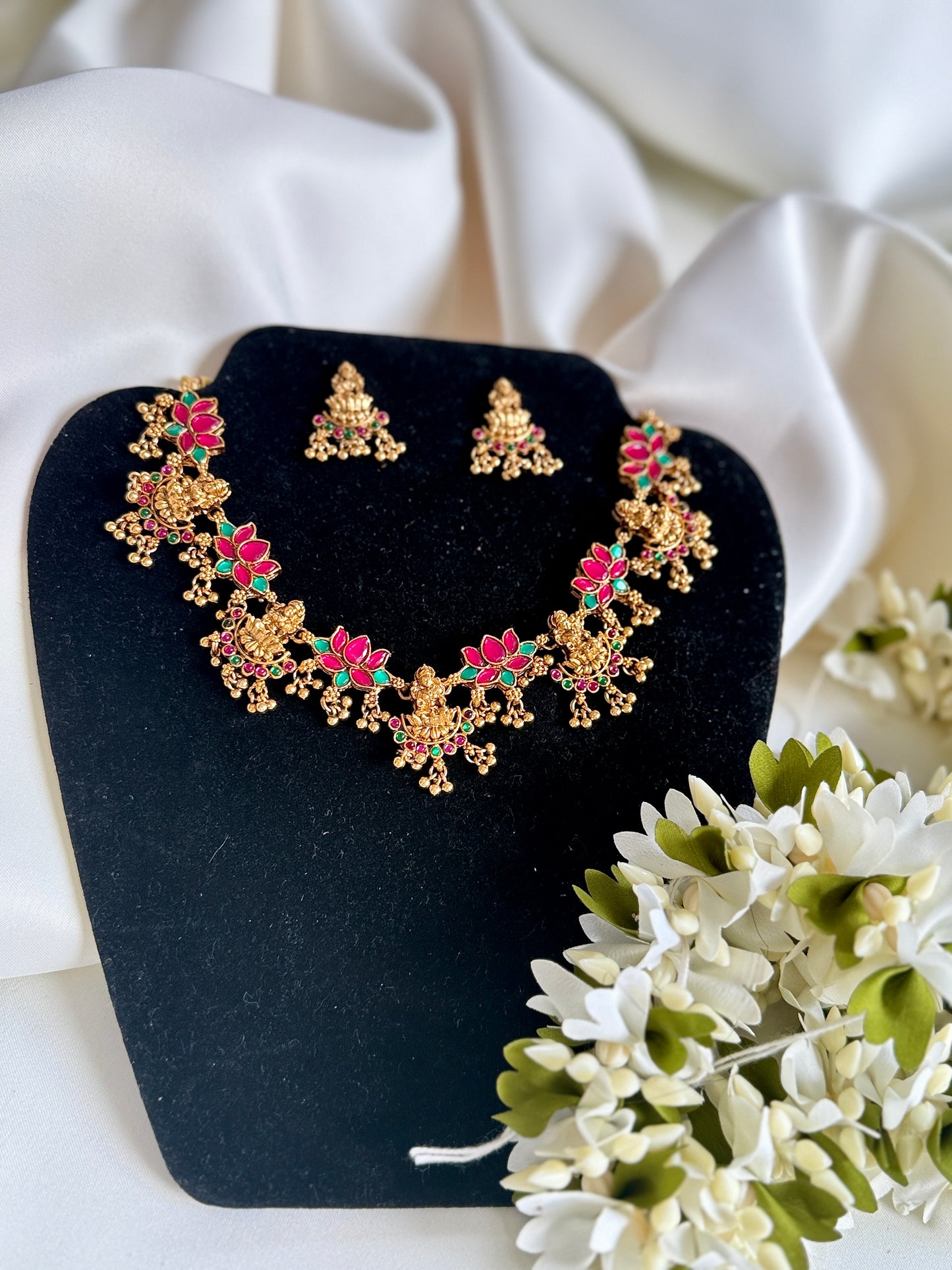 QJ105- Lotus Lakshmi Necklace