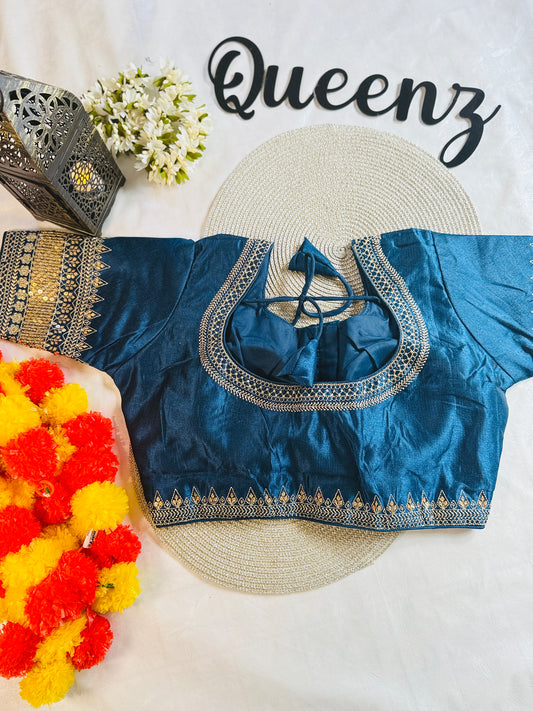 QB081- Vichithra Silk Embroidery Blouse