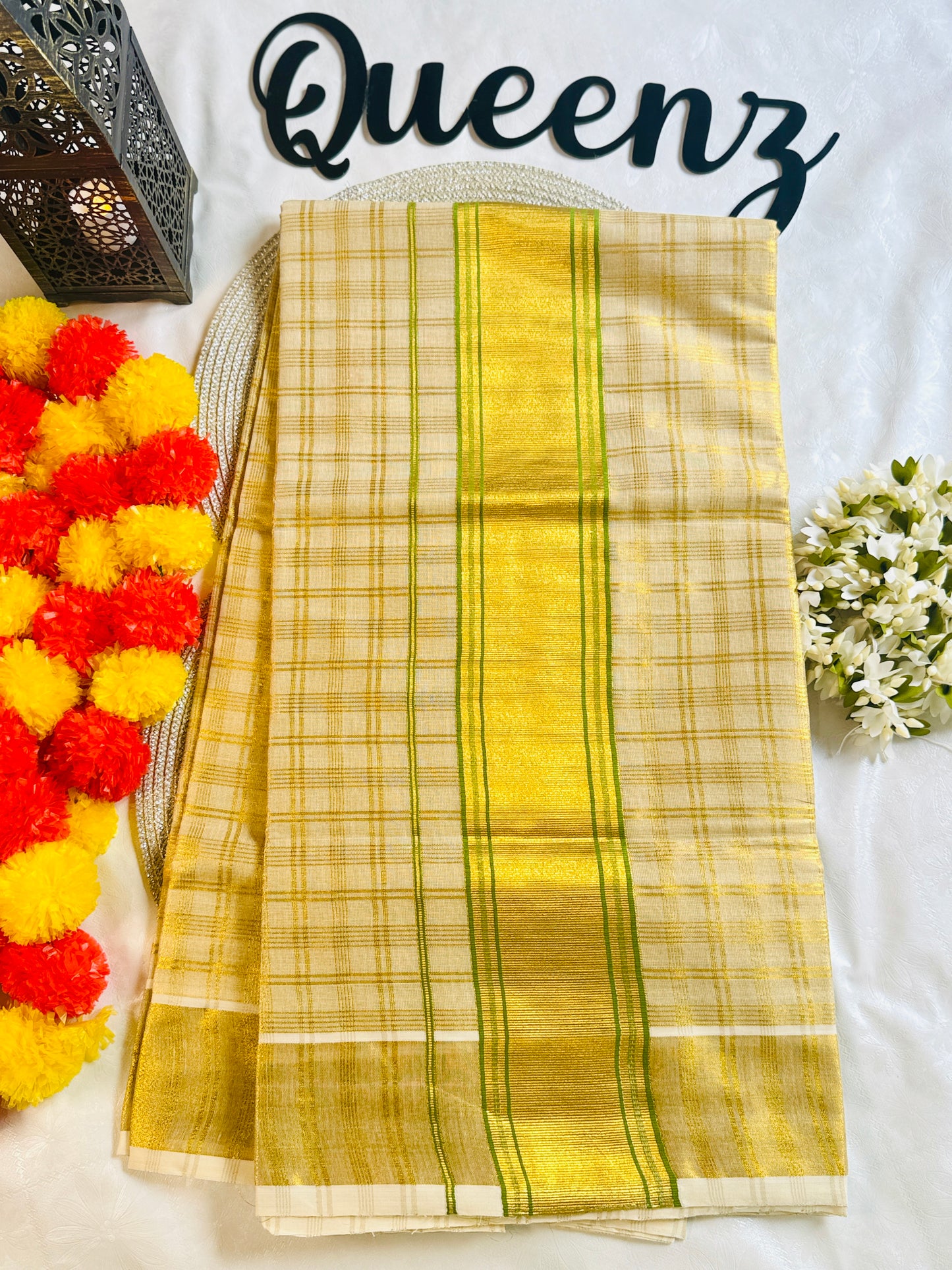 SS202-Tissue Checked Saree