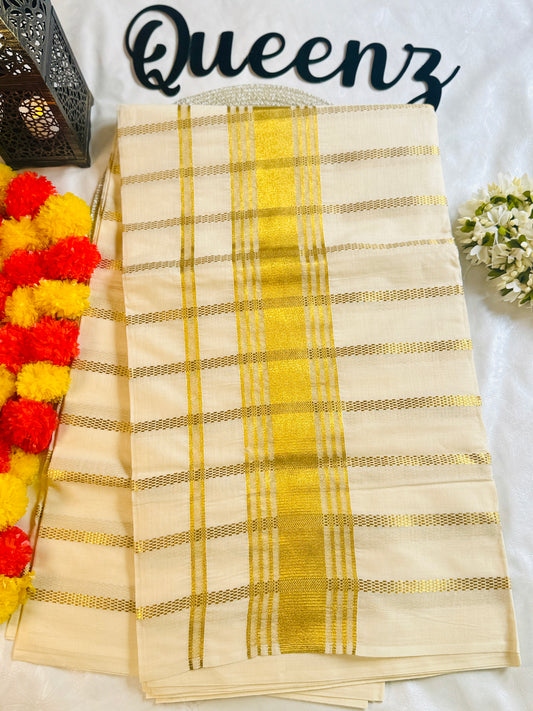 SS203-Borderless Lurex Weaved Kerala Saree