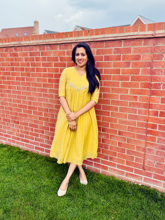 QS316-Premium Pastel Yellow Mulchanderi Kurta