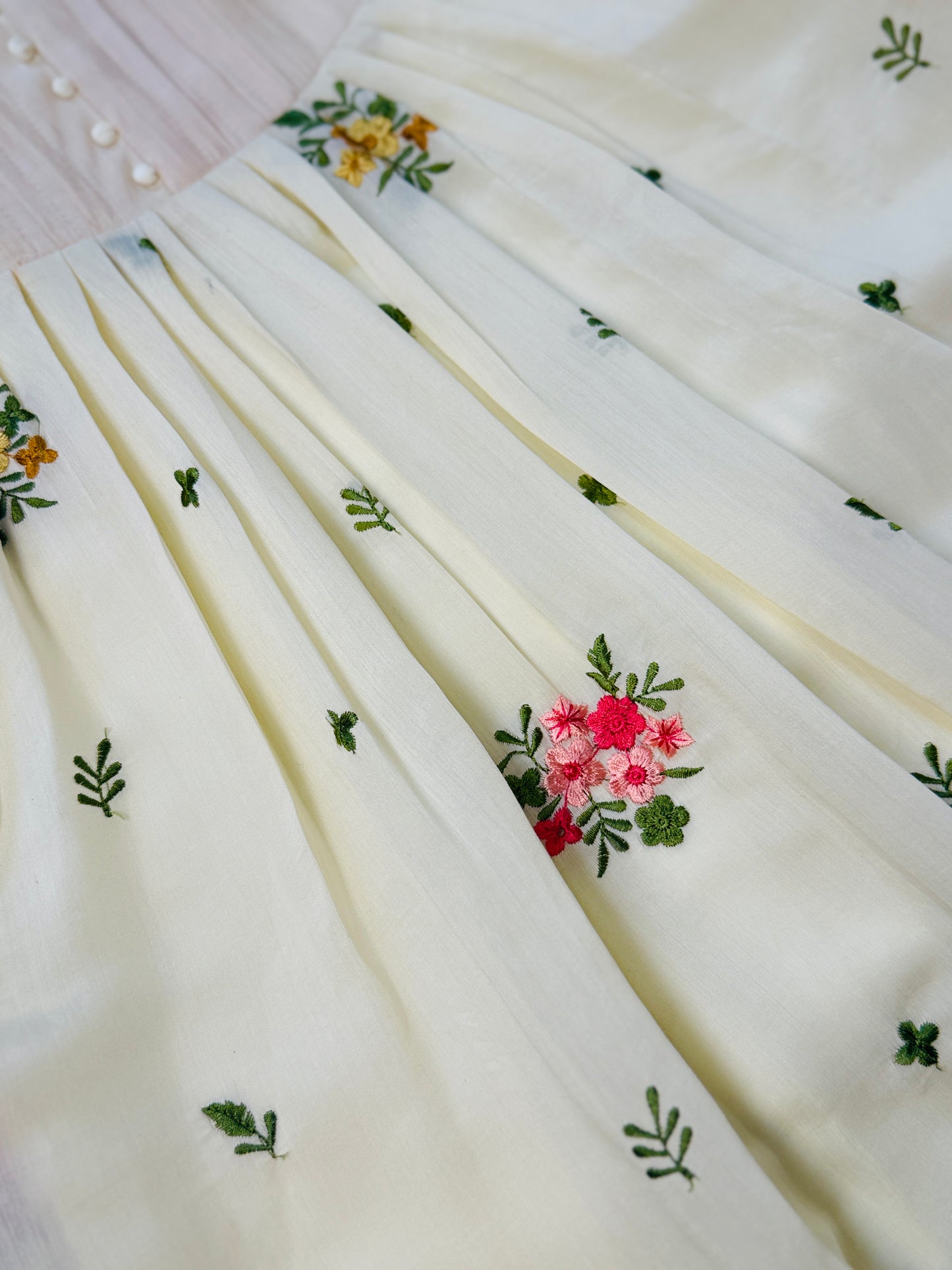 QS501-Cream Mul Chanderi Kurta