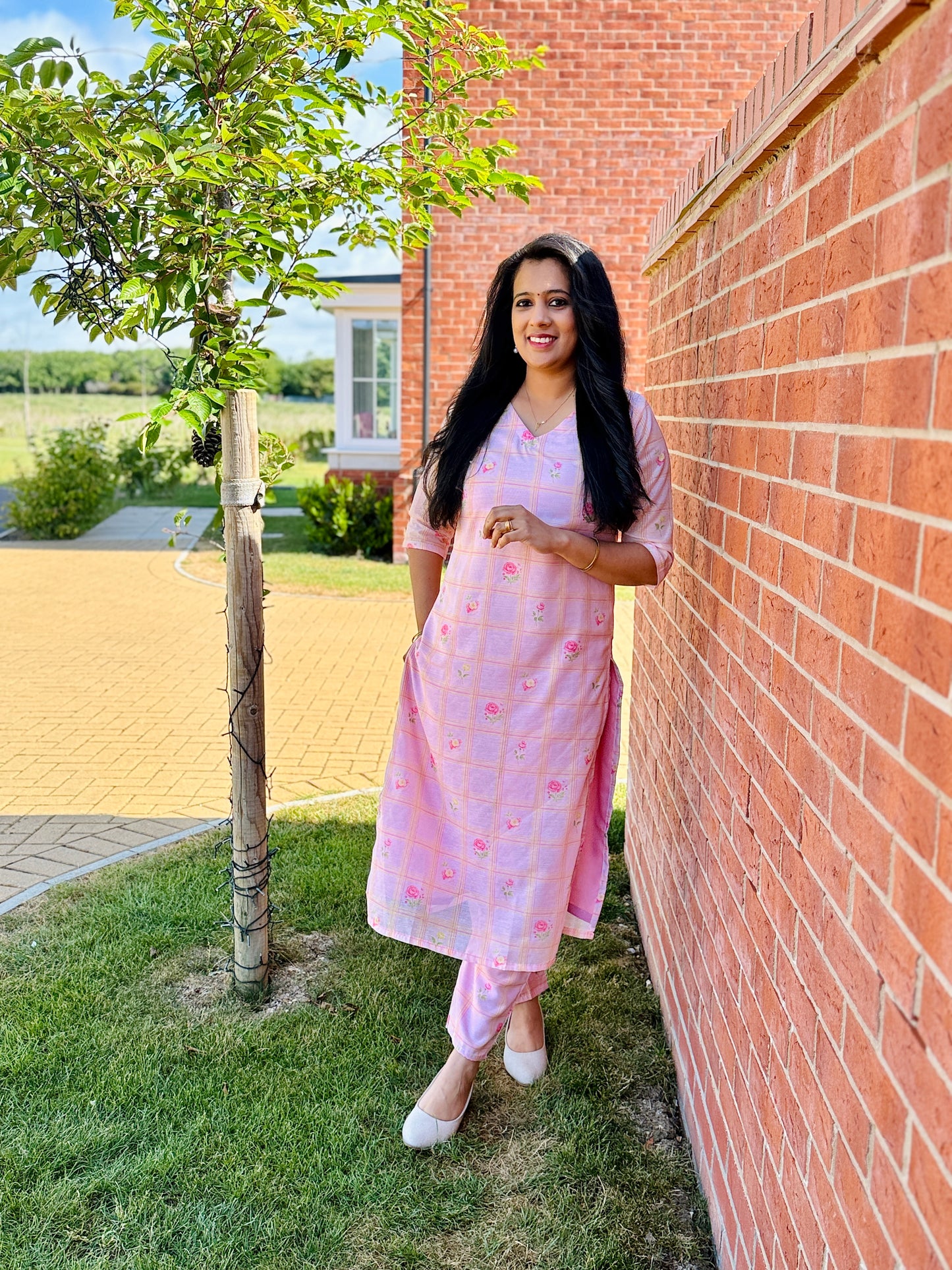 QS239-Mul Chanderi Checked Coord Set