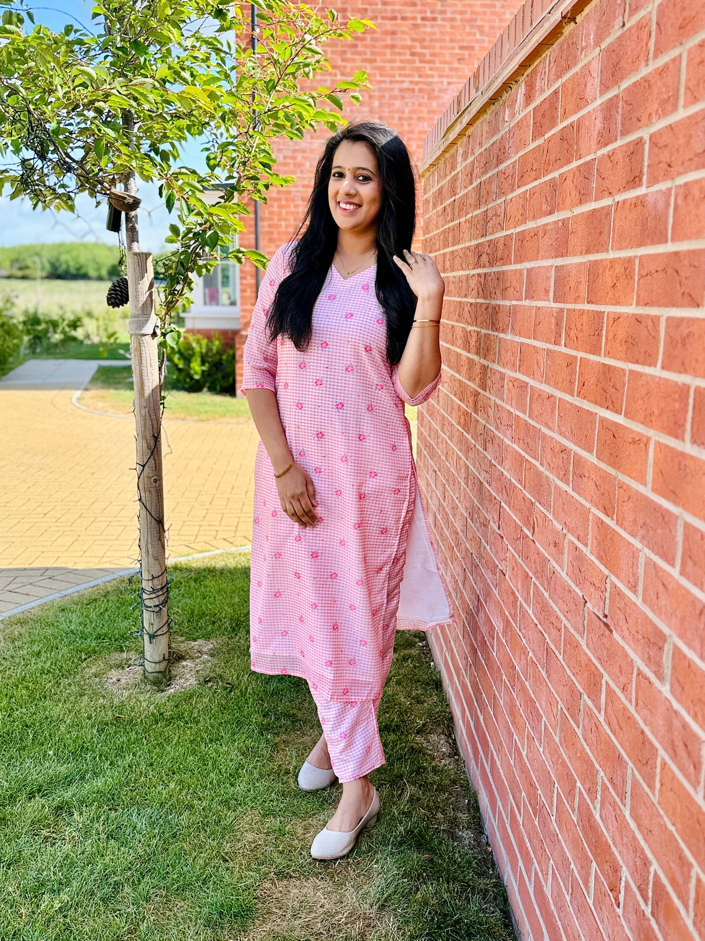 QS238-Mul Chanderi Checked Coord Set