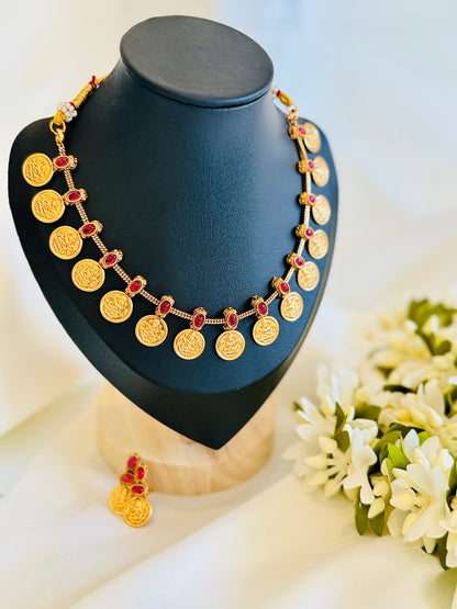 QJ116 - Ruby Coin Necklace