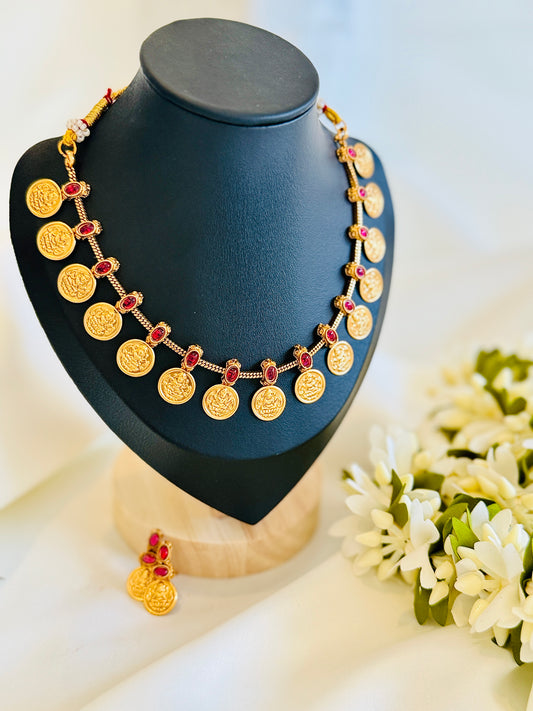 QJ116 - Ruby Coin Necklace