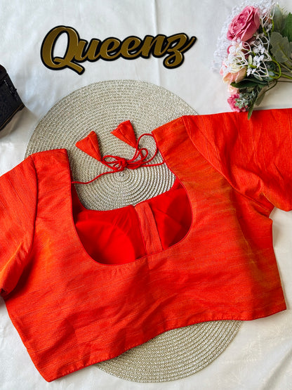 Orange Semi Raw Silk Blouse – view 2 of 3